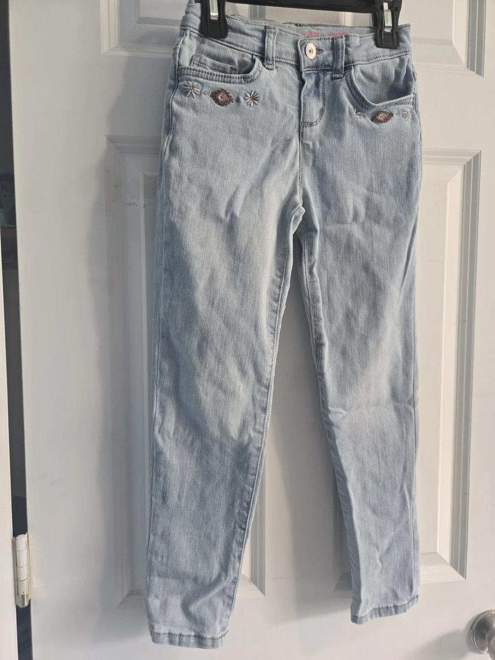 The Children's Place Light Blue Skinny Jeans with Subtle Embroidered Accents